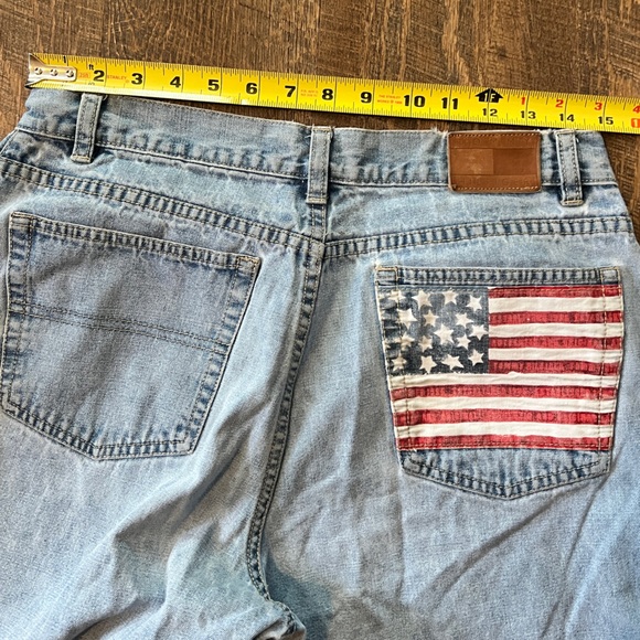 VINTAGE TOMMY HILFIGER JEANS - WOMEN'S LIGHT WASH AMERICAN FLAG POCKET - SIZE 10 - Picture 8 of 14